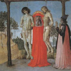 Pietro Perugino st Jerome supporting Two Men on the Gallows oil painting image